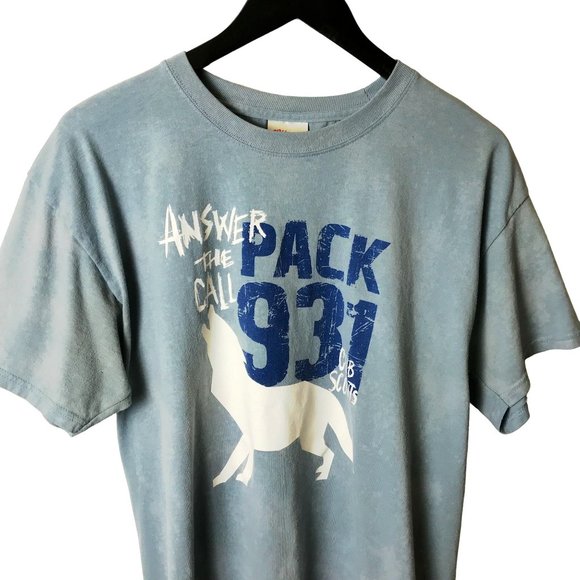 Hanes Answer The Call Cub Scouts Bleached T Shirt Wolf Animal Graphic Tee Large - Picture 2 of 9